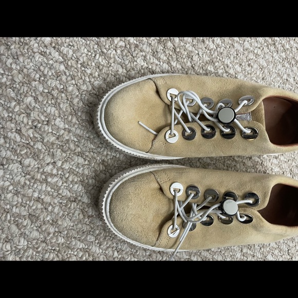 MJUS Anthropologie lace up sneaker shoes size 37 cream tan - Picture 2 of 11